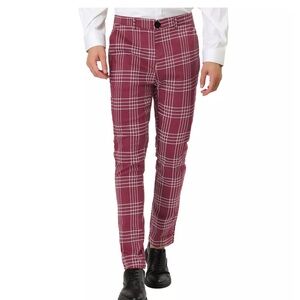 Men's Dress Plaid Pants Formal Printed Checked Trousers